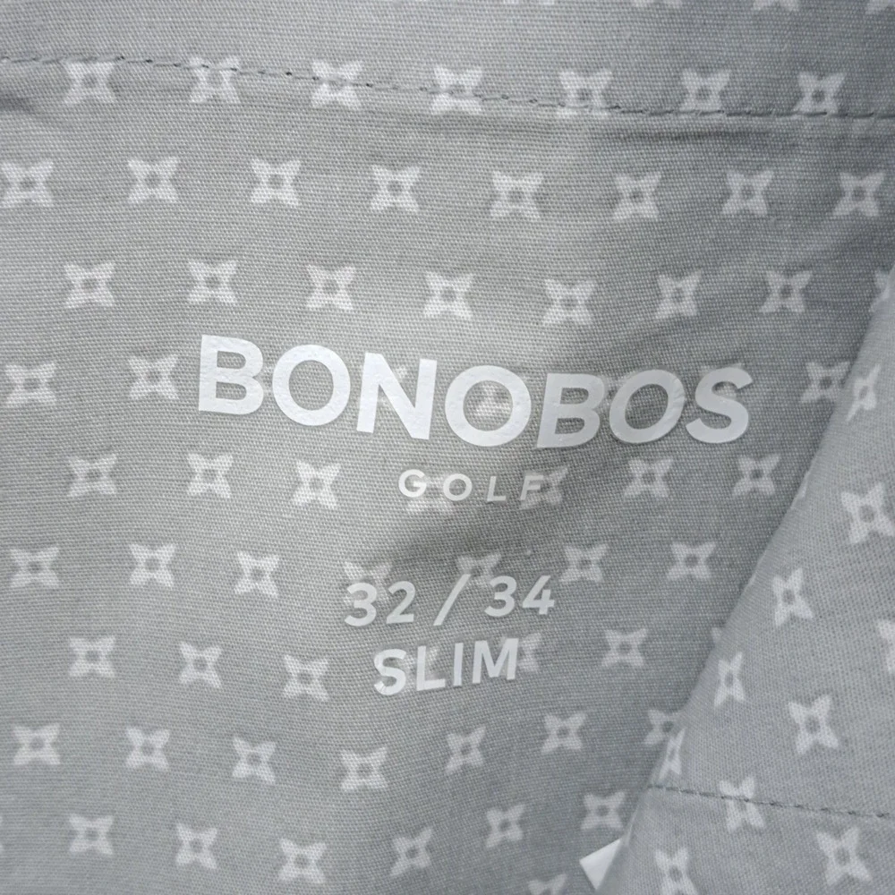 BONOBOS Golf Pants Mens 32x34 Slim Fit Flat Front Light Gray Performance Stretch